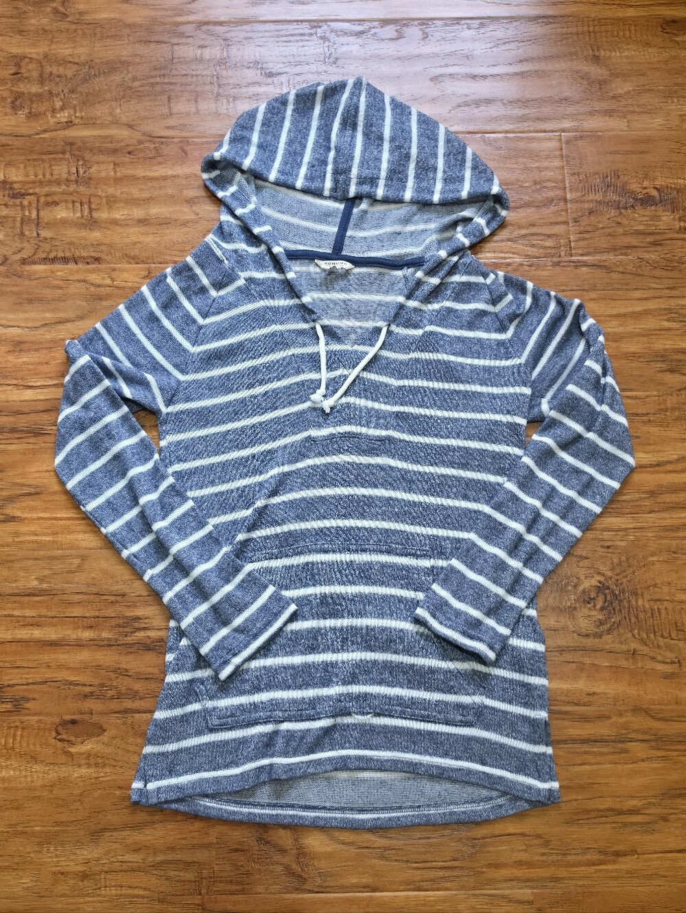 Sonoma Striped V-Neck Hoodie - Blue & White - Extra Small